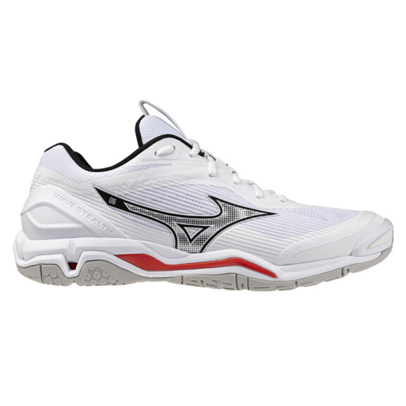 Mizuno Wave Stealth 6 White / Black / Fiery Red - buty do badmintona
