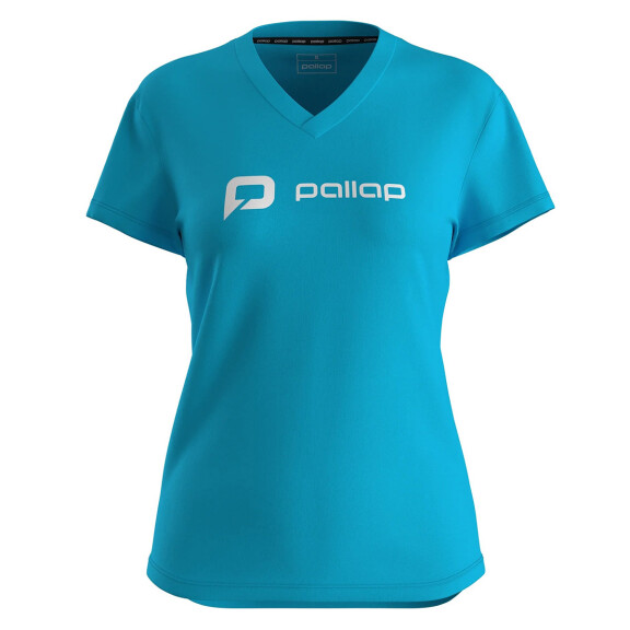 Pallap Women's V-Neck T-Shirt Cyan Blue / White - koszulka damska