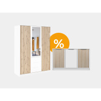 Zestaw Bali D3 lux szafa + komoda | biały/lamele