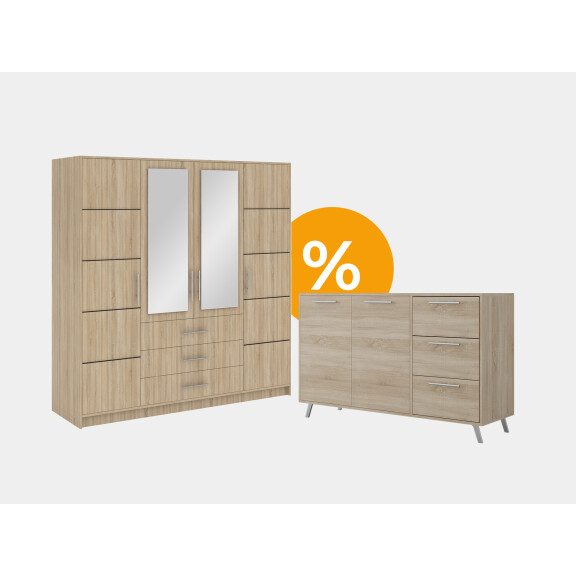 Zestaw Bali D4 szafa + komoda | dąb sonoma