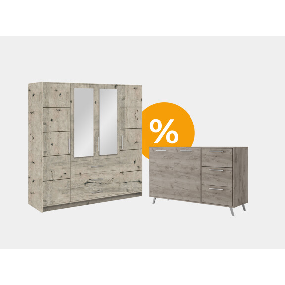 Zestaw Bali D4 szafa + komoda | dąb wellington