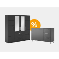 Zestaw Bali D4 szafa + komoda | grafitowy