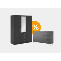 Zestaw Bali D3 szafa + komoda | grafit