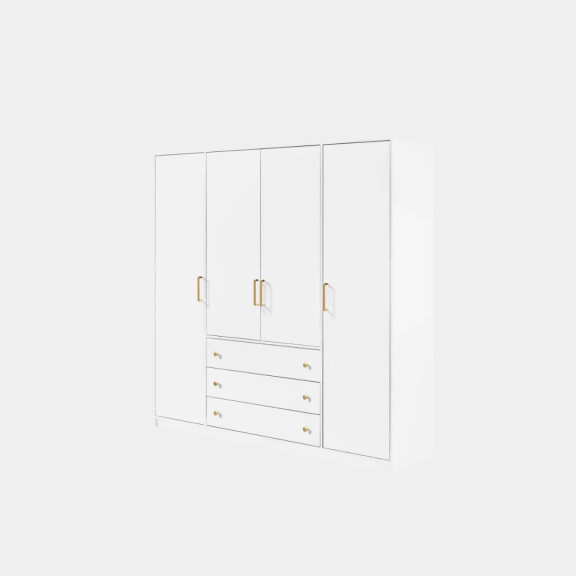 Szafa uchylna Retro D4 ze złotymi uchwytami biała