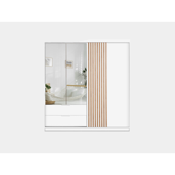 Szafa Majorka 203 z lustrem i lamelami | biała