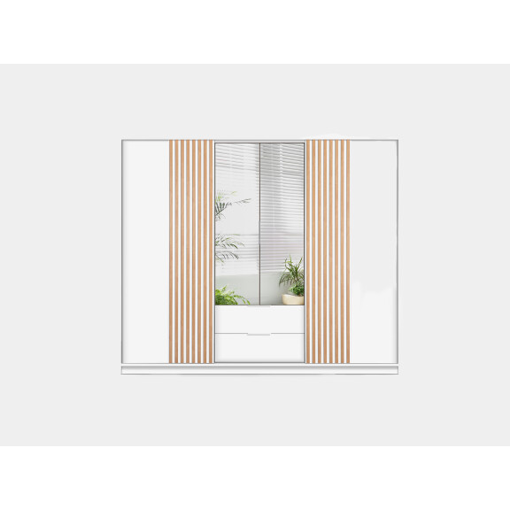 Szafa uchylna Majorka 250 cm z lustrem i lamelami biała