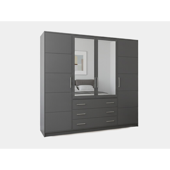 Szafa Bali 240 uchylna grafitowa z lustrami