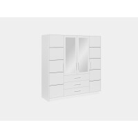 Szafa Bali D4 uchylna z lustrem i z szufladami biała