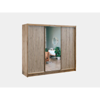 Szafa przesuwna z lustrem London 250 cm biała | lamele