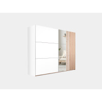 Szafa przesuwna z lustrem Sintra 250 cm biała | dąb wotan