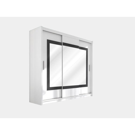 Szafa Preston 250 biała przesuwna z lustrem