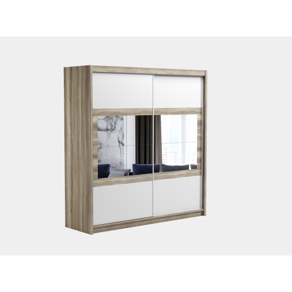 Szafa Salwador 203 dąb canyon biała z lustrem