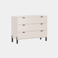 Kompaktowa beżowa komoda Cremona z 3 szufladami do salonu lub sypialni