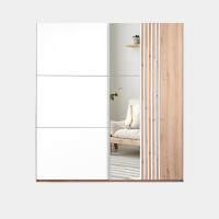 Szafa przesuwna z lustrem Sintra 200 cm biel | dąb wotan