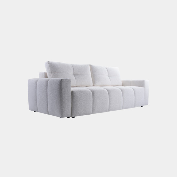 Sofa Daisy pikowana z funkcją spania w tkaninie boucle - Perfect Harmony 01