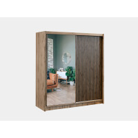 Szafa przesuwna z lustrem London 203 cm lamele | czerń