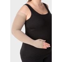 JUZO CLASSIC SEAMLESS rękaw uciskowy płaskodziany z częścią na dłoń i kciuk na obrzęki I stopnia kompresji  (18-21mmHg)