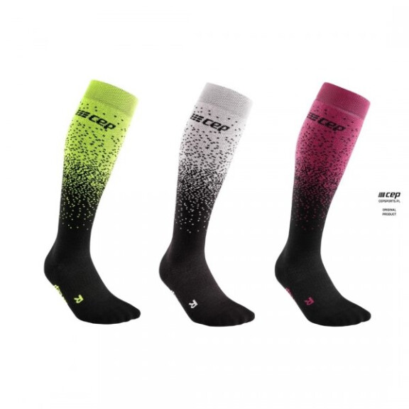 CEP Podkolanówki kompresyjne zimowe SNOWFALL  dla narciarzy z wełną merino (20-30mmHg)