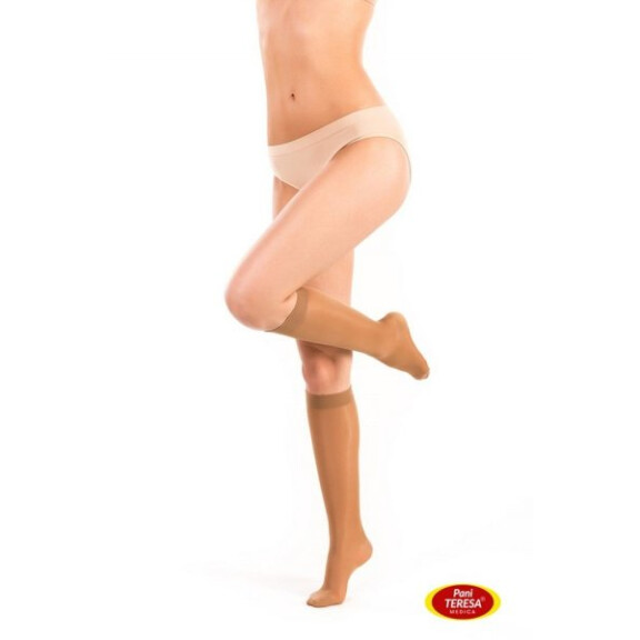 PANI TERESA PREMIUM delicate Podkolanówki medyczne uciskowe CCL 2 - TRANSPARENTNE