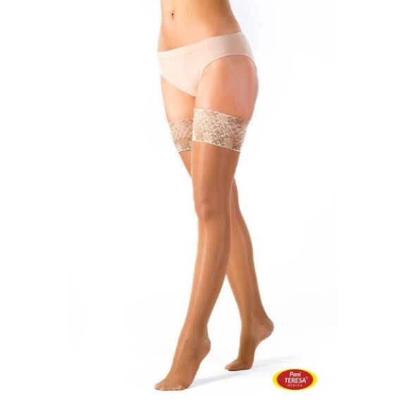 PANI TERESA PREMIUM delicate Pończochy medyczne uciskowe samonośne CCL 2 - TRANSPARENTNE