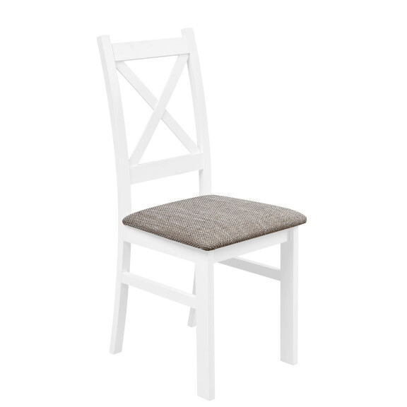 Krzesło do jadalni tapicerowane krzyżak Biały/Jasny Brąz