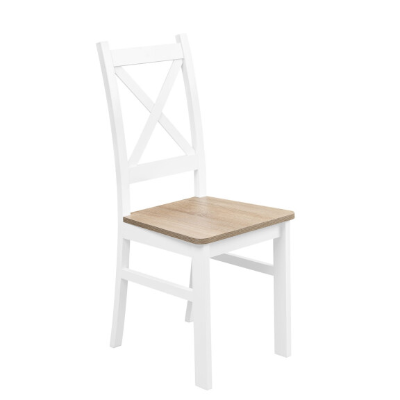 Krzesło krzyżak do jadalni Biały/Dąb Sonoma
