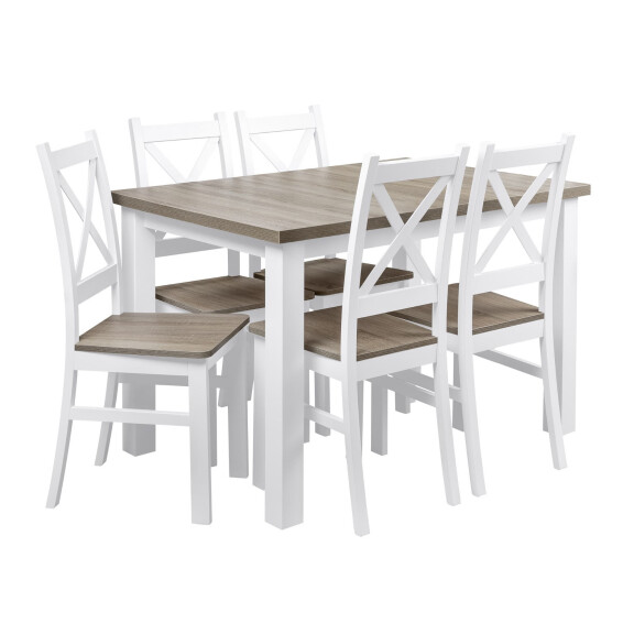 Stół z 5 krzesłami do kuchni jadalni Z064 Biały/San Remo Ciemne