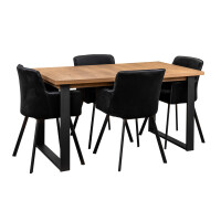 Stół nowoczesny 4 z krzesłami do salonu jadalni Y061 Czarny/Dąb Lefkas