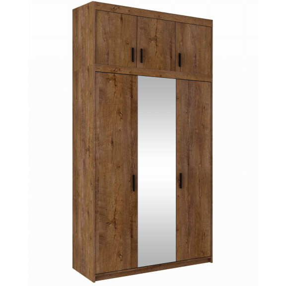 Szafa trzydrzwiowa z lustrem i nadstawką do sypialni Elena Dąb Lefkas