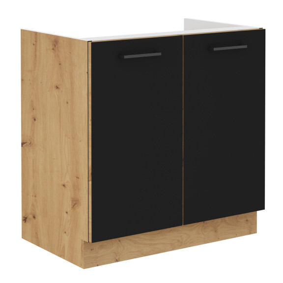 Szafka kuchenna dolna pod zlew MODENA 80 ZL 2F Dąb Artisan/Czarny