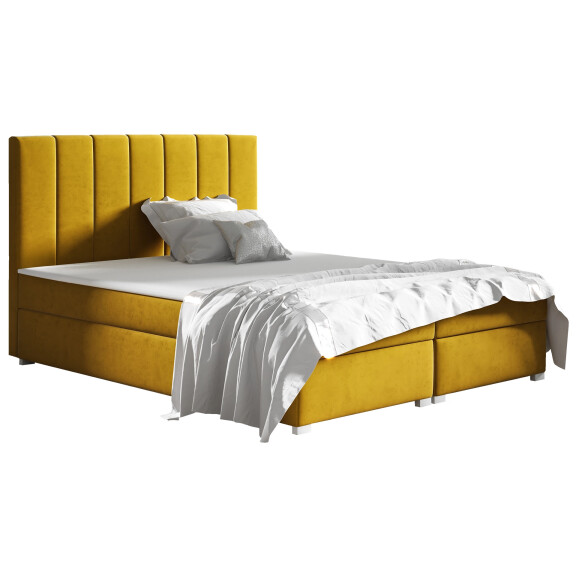 Łóżko tapicerowane kontynentalne 140x200 Brandi Żółte