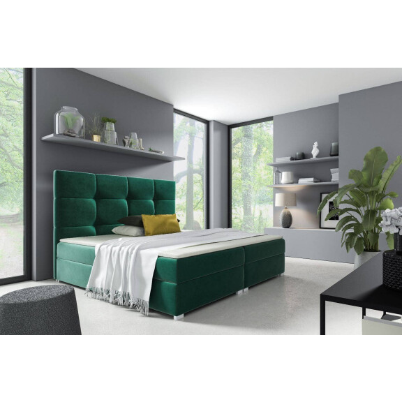 Łóżko kontynentalne pikowane Harry 1 160x200 Zielone