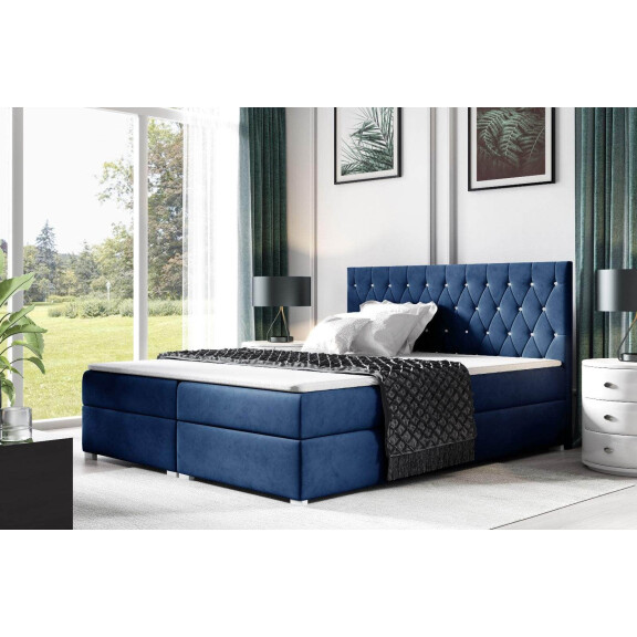 Łóżko kontynentalne pikowane Nadia 180x200 Niebieskie