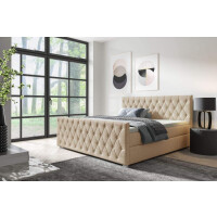 Łóżko kontynentalne pikowane Nadia + Front 160x200 Beżowe