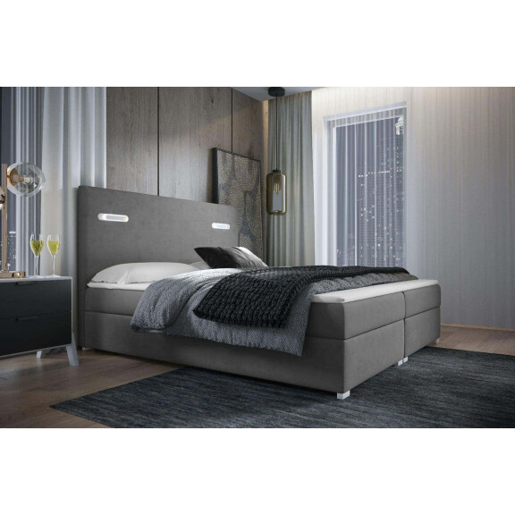 Łóżko kontynentalne pikowane Anthony 160x200 Grafitowe