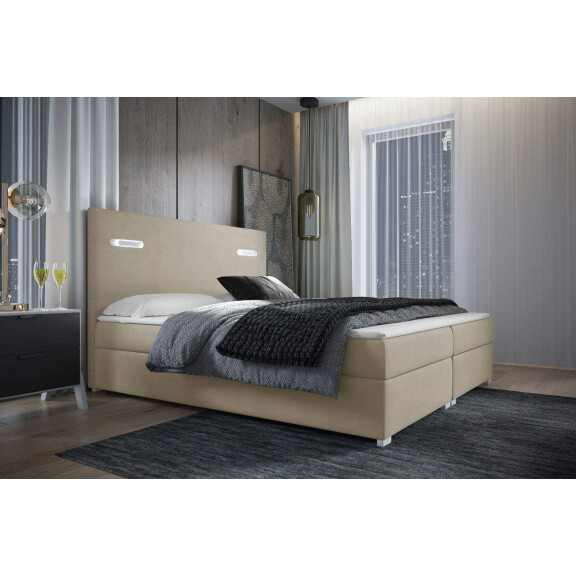 Łóżko kontynentalne pikowane Anthony 180x200 Beżowe