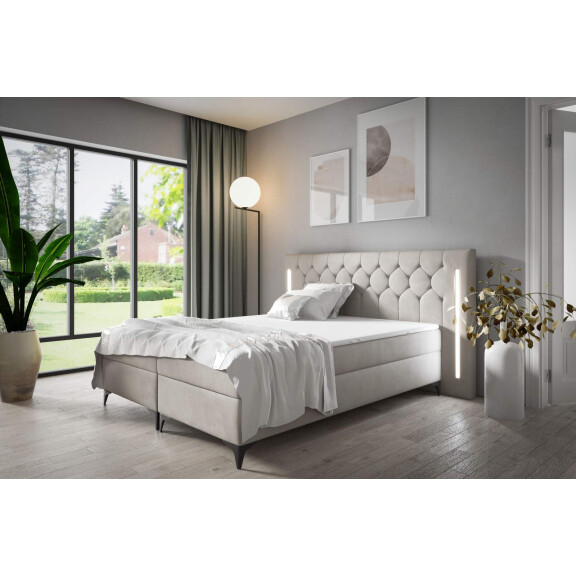 Łóżko kontynentalne pikowane Elizabeth 140x200 Szare