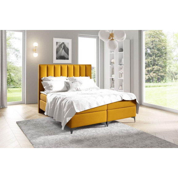 Łóżko kontynentalne pikowane Sofia 180x200 Żółte