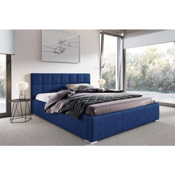Łóżko tapicerowane pikowane Santiago 120x200 Niebieskie Metalowy Stelaż