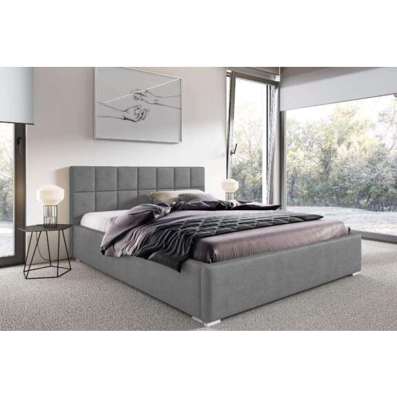 Łóżko tapicerowane pikowane Santiago 180x200 Szare  Metalowy Stelaż