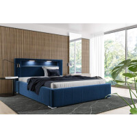 Łóżko tapicerowane pikowane Palermo 180x200 Niebieskie Metalowy Stelaż