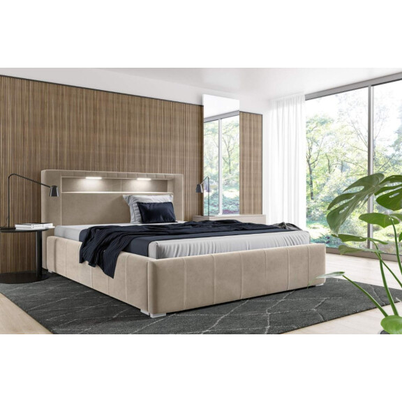 Łóżko tapicerowane pikowane Palermo 180x200 Beżowe Metalowy Stelaż