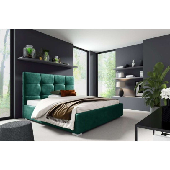 Łóżko tapicerowane pikowane Harry 160x200 Zielone Metalowy Stelaż