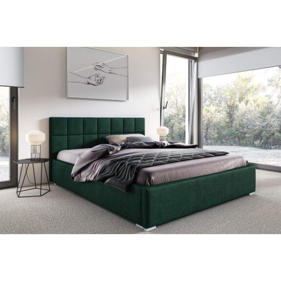 Łóżko tapicerowane pikowane z materacem Santiago 120x200 Zielone Metalowy Stelaż