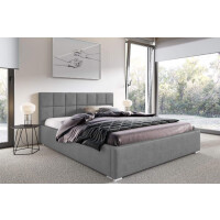 Łóżko tapicerowane pikowane z materacem Santiago 160x200 Szare  Metalowy Stelaż