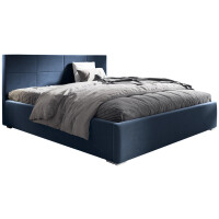 Łóżko tapicerowane 120x200 z pojemnikiem i materacem Matia Granatowe