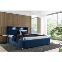 Łóżko tapicerowane pikowane z materacem Palermo 140x200 Niebieskie
