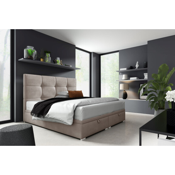 Łóżko kontynentalne pikowane z materacem Harry 2 140x200 Beżowe