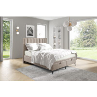 Łóżko kontynentalne pikowane z materacem Sofia 1 140x200 Beżowe