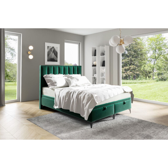 Łóżko kontynentalne pikowane z materacem Sofia 1 160x200 Zielone